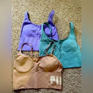 3 PINK seamless workout crop tops